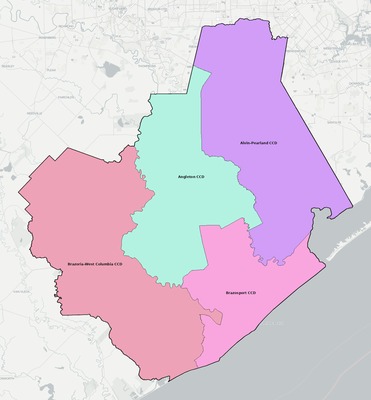 Brazoria County TX townships and subdivisions map