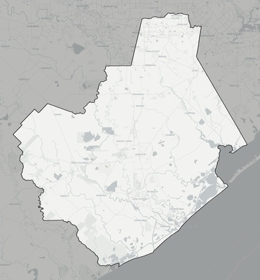 Brazoria County TX county basemap context