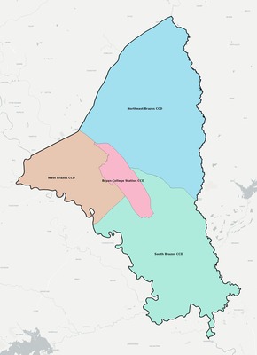 Brazos County TX townships and subdivisions map