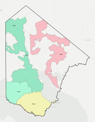 Brewster County TX ZIP code boundaries map