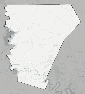 Burnet County TX county basemap context