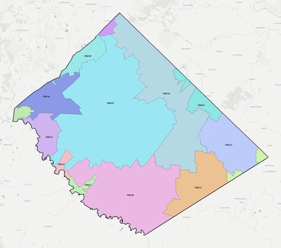Caldwell County TX ZIP code boundaries map