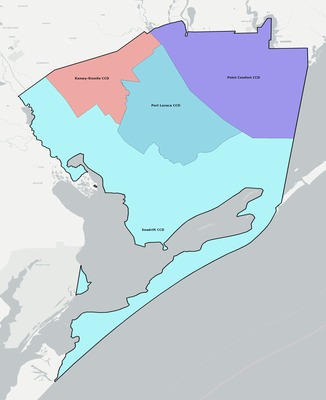 Calhoun County TX townships and subdivisions map