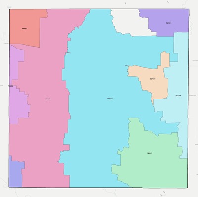 Callahan County TX ZIP code boundaries map