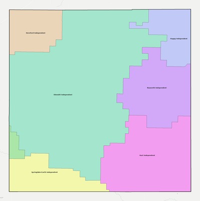 Castro County TX school district boundaries map