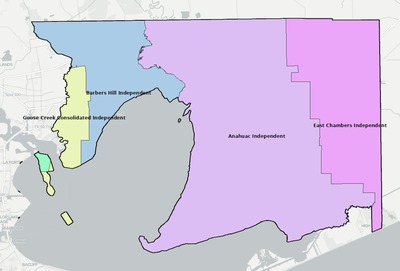 Chambers County TX school district boundaries map