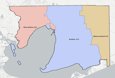 Chambers County TX townships and subdivisions map