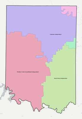Coleman County TX school district boundaries map