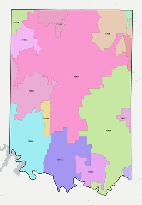 Coleman County TX ZIP code boundaries map