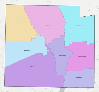 Collin County TX townships and subdivisions map
