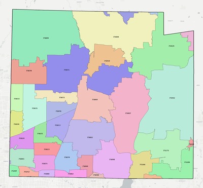 Collin County TX ZIP code boundaries map