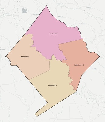 Colorado County TX townships and subdivisions map