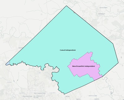 Comal County TX school district boundaries map