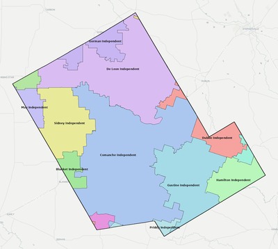 Comanche County TX school district boundaries map