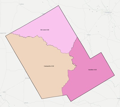 Comanche County TX townships and subdivisions map