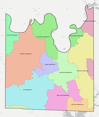 Cooke County TX school district boundaries map