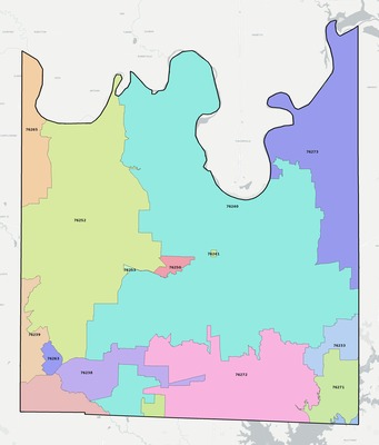 Cooke County TX ZIP code boundaries map