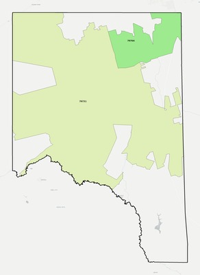 Crane County TX ZIP code boundaries map