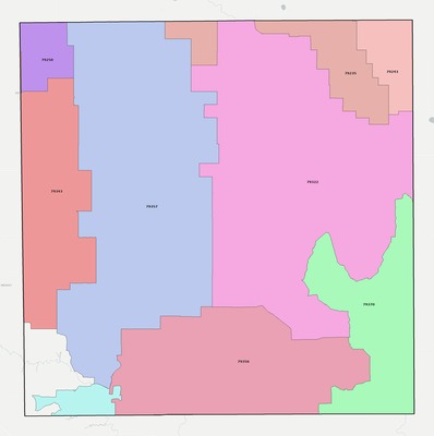 Crosby County TX ZIP code boundaries map