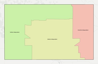 Dallam County TX school district boundaries map