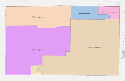 Deaf Smith County TX school district boundaries map