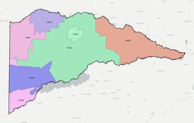 Delta County TX ZIP code boundaries map