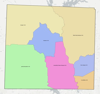 Denton County TX townships and subdivisions map