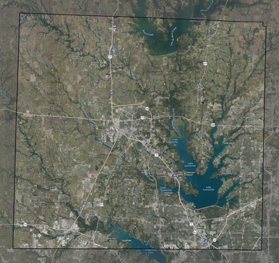 Denton County TX USGS imagery and topo map