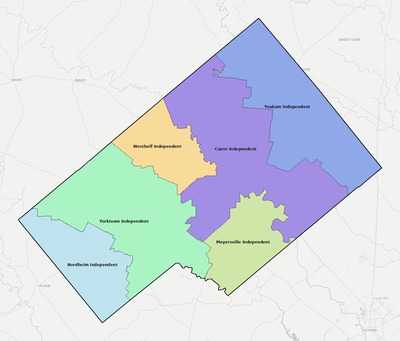 DeWitt County TX school district boundaries map
