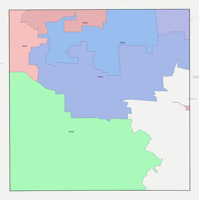 Dickens County TX ZIP code boundaries map
