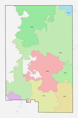 Duval County TX ZIP code boundaries map