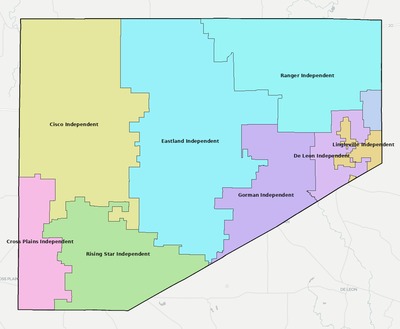 Eastland County TX school district boundaries map