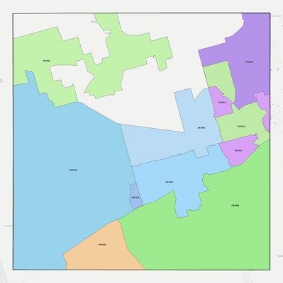 Ector County TX ZIP code boundaries map