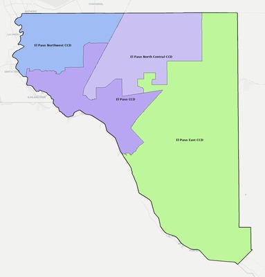 El Paso County TX townships and subdivisions map