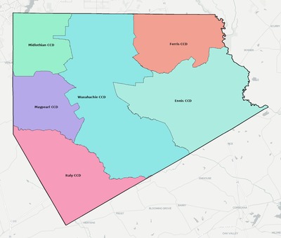 Ellis County TX townships and subdivisions map