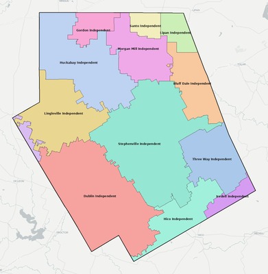 Erath County TX school district boundaries map