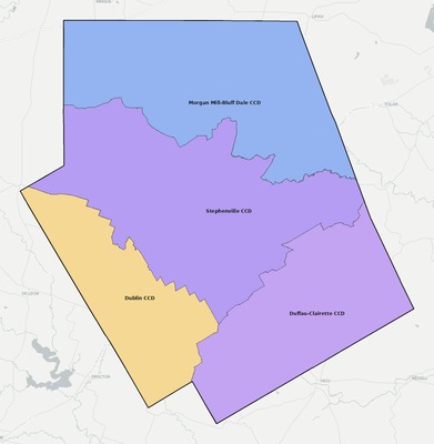 Erath County TX townships and subdivisions map