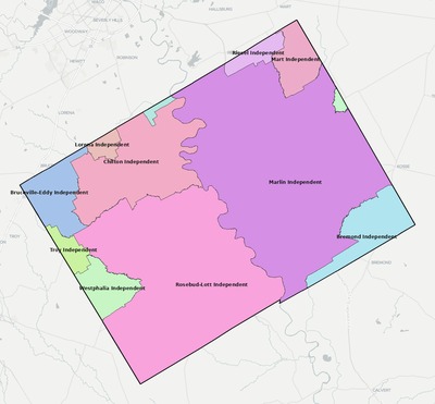 Falls County TX school district boundaries map