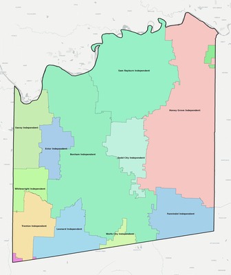 Fannin County TX school district boundaries map