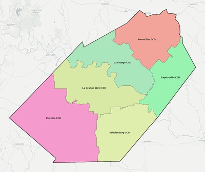 Fayette County TX townships and subdivisions map