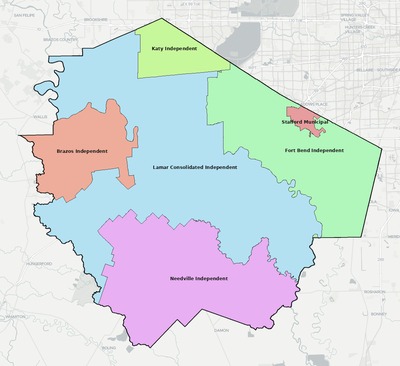 Fort Bend County TX school district boundaries map