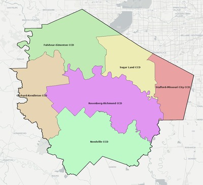 Fort Bend County TX townships and subdivisions map