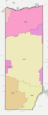 Franklin County TX ZIP code boundaries map