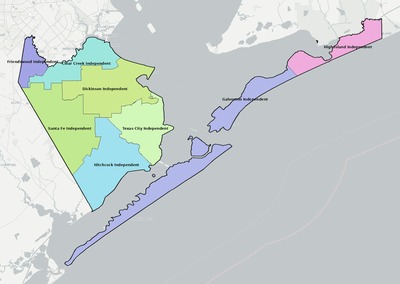 Galveston County TX school district boundaries map