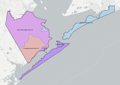 Galveston County TX townships and subdivisions map