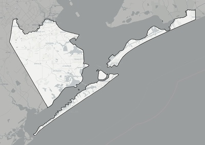 Galveston County TX county basemap context