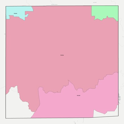 Garza County TX ZIP code boundaries map