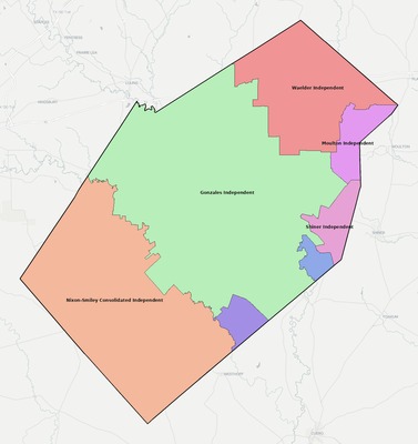 Gonzales County TX school district boundaries map
