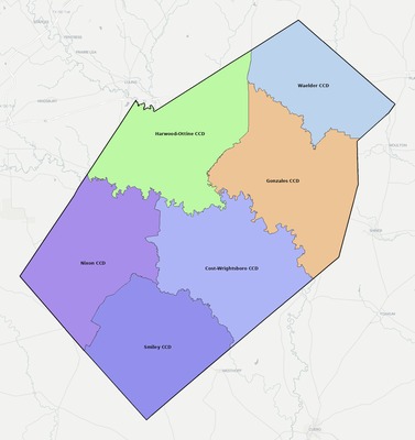 Gonzales County TX townships and subdivisions map