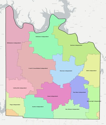 Grayson County TX school district boundaries map